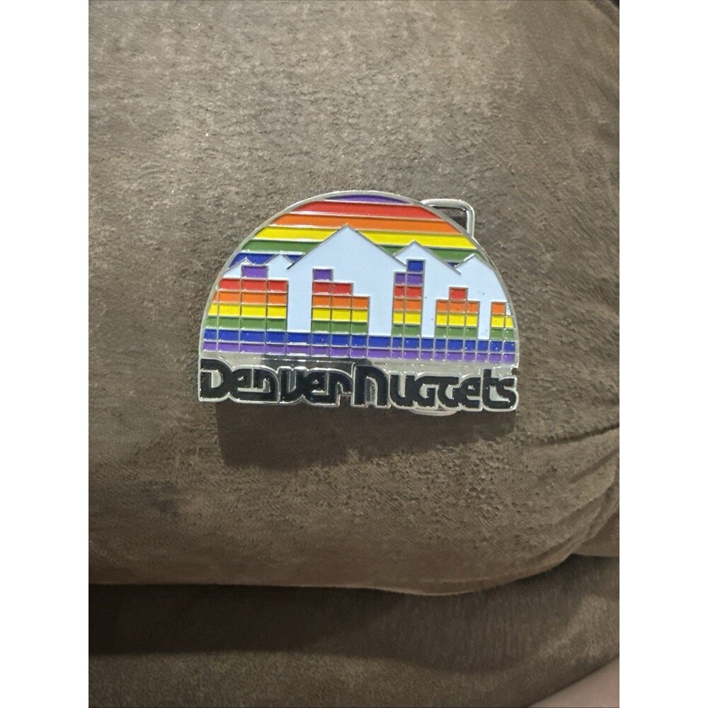 Denver Nuggets Belt Buckle Skyline Logo Rainbow Vintage